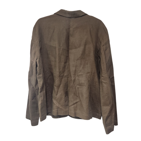 Eileen Fisher Organic Linen Blazer Jacket Size Xl Brown Olive - Picture 4 of 6
